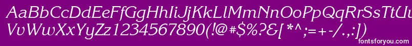 Шрифт KorinnatttItalic – белые шрифты на фиолетовом фоне