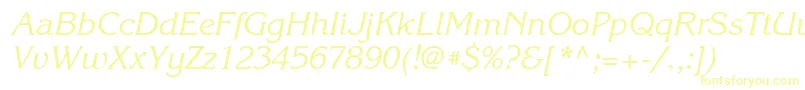 Fonte KorinnatttItalic – fontes amarelas em um fundo branco