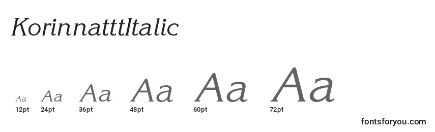 Размеры шрифта KorinnatttItalic