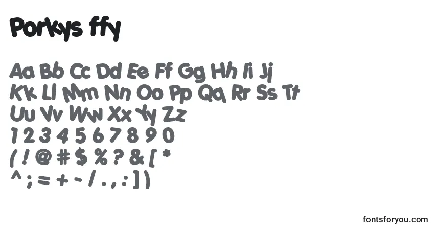 Fuente Porkys ffy - alfabeto, números, caracteres especiales