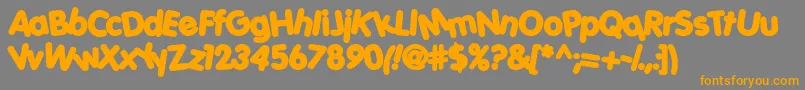 Weitere Informationen zur Porkys ffy-Schriftart Porkys ffy-Schriftart – Orangefarbene Schriften auf grauem Hintergrund
