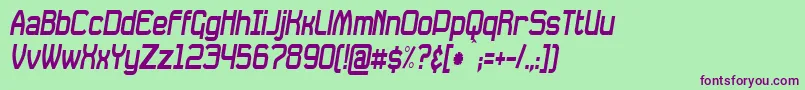 Police DavilleCondensedSlanted – polices violettes sur fond vert