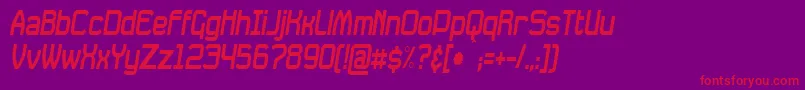 フォントDavilleCondensedSlanted – 紫の背景に赤い文字