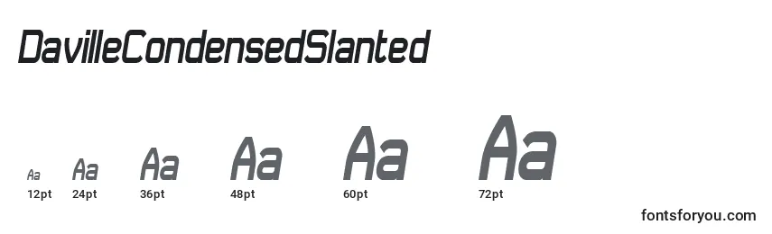 DavilleCondensedSlanted Font Sizes