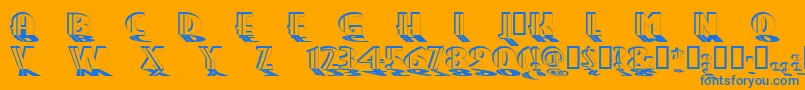 Grandprix-Schriftart – Blaue Schriften auf orangefarbenem Hintergrund