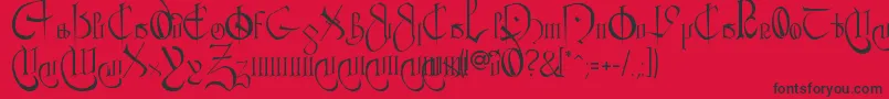 CourthandPlain. Font – Black Fonts on Red Background