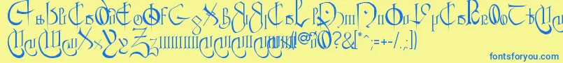 CourthandPlain. Font – Blue Fonts on Yellow Background