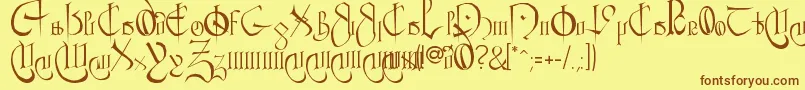 CourthandPlain. Font – Brown Fonts on Yellow Background