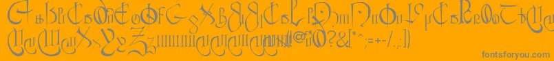 Fonte CourthandPlain. – fontes cinzas em um fundo laranja