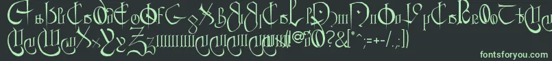 CourthandPlain. Font – Green Fonts on Black Background