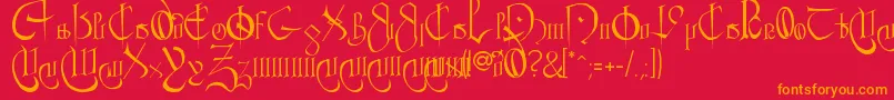 CourthandPlain. Font – Orange Fonts on Red Background