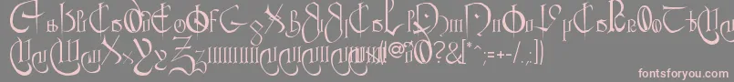 フォントCourthandPlain. – 灰色の背景にピンクのフォント