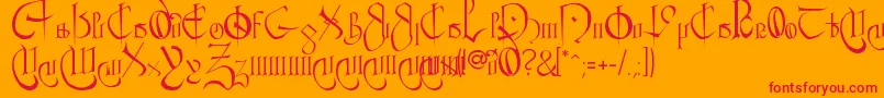 Fonte CourthandPlain. – fontes vermelhas em um fundo laranja