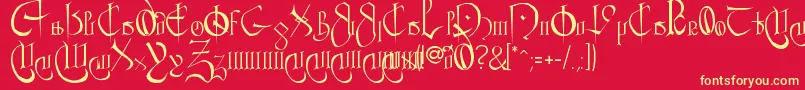 CourthandPlain. Font – Yellow Fonts on Red Background