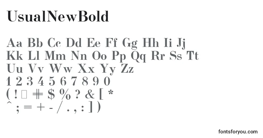 Schriftart UsualNewBold – Alphabet, Zahlen, spezielle Symbole