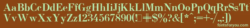 フォントUsualNewBold – 緑色の文字が茶色の背景にあります。