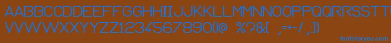 Normograph-Schriftart – Blaue Schriften auf braunem Hintergrund