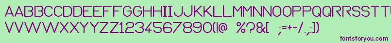 フォントNormograph – 緑の背景に紫のフォント