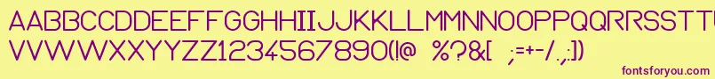 Normograph-fontti – violetit fontit keltaisella taustalla