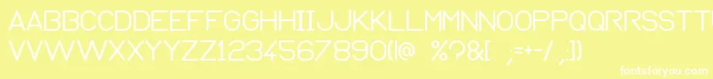 Normograph-fontti – valkoiset fontit keltaisella taustalla