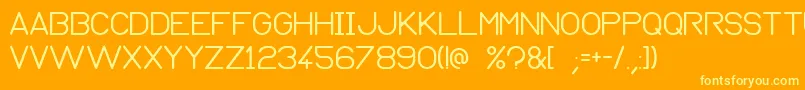 Normograph-fontti – keltaiset fontit oranssilla taustalla