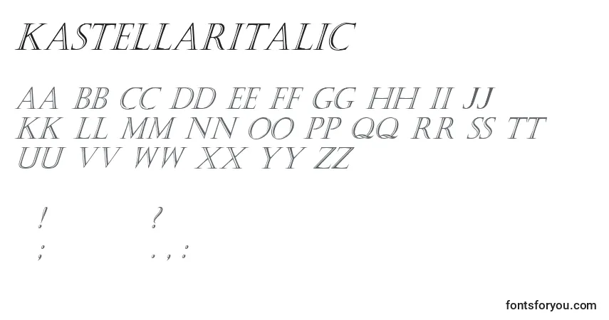 A fonte KastellarItalic – alfabeto, números, caracteres especiais