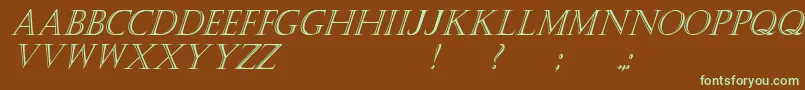 KastellarItalic-Schriftart – Grüne Schriften auf braunem Hintergrund