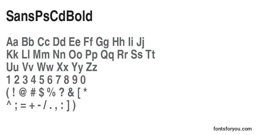 Czcionka SansPsCdBold – alfabet, cyfry, specjalne znaki
