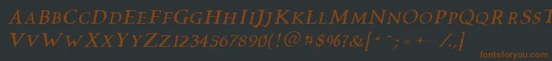 Vtcswitchbladeromanceitalic Font – Brown Fonts on Black Background