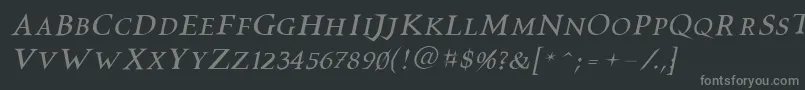 フォントVtcswitchbladeromanceitalic – 黒い背景に灰色の文字