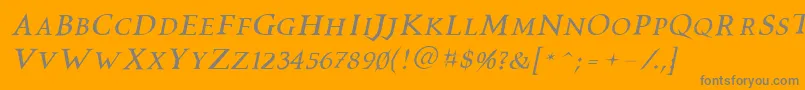 fuente Vtcswitchbladeromanceitalic – Fuentes Grises Sobre Fondo Naranja