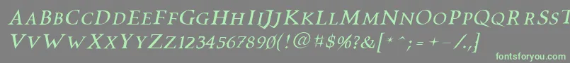 Шрифт Vtcswitchbladeromanceitalic – зелёные шрифты на сером фоне