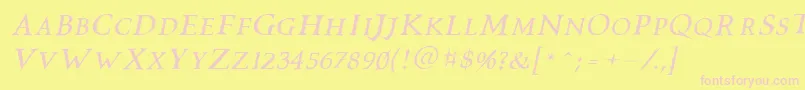Vtcswitchbladeromanceitalic Font – Pink Fonts on Yellow Background