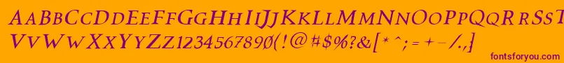Vtcswitchbladeromanceitalic Font – Purple Fonts on Orange Background