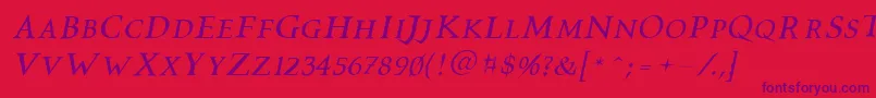 Vtcswitchbladeromanceitalic Font – Purple Fonts on Red Background