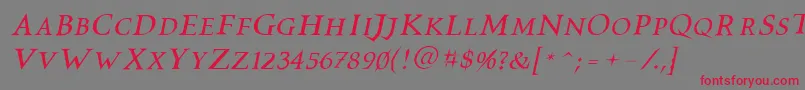 フォントVtcswitchbladeromanceitalic – 赤い文字の灰色の背景