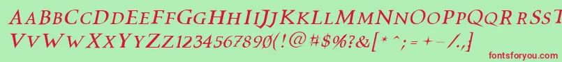 Vtcswitchbladeromanceitalic Font – Red Fonts on Green Background