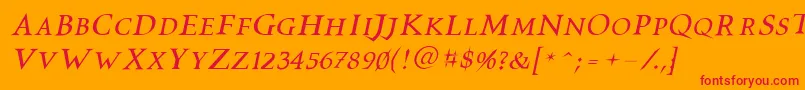 Vtcswitchbladeromanceitalic Font – Red Fonts on Orange Background