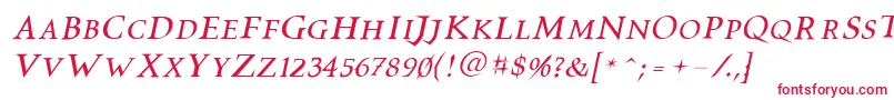 Czcionka Vtcswitchbladeromanceitalic – czerwone czcionki