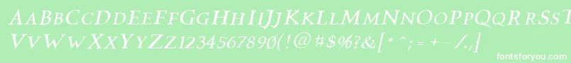 Vtcswitchbladeromanceitalic-Schriftart – Weiße Schriften auf grünem Hintergrund