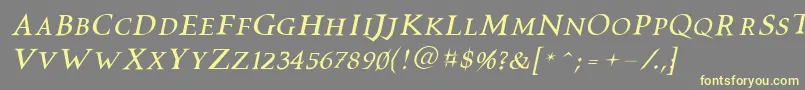 フォントVtcswitchbladeromanceitalic – 黄色のフォント、灰色の背景