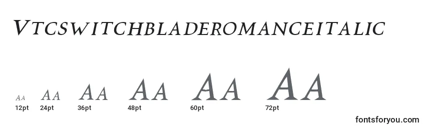 Размеры шрифта Vtcswitchbladeromanceitalic
