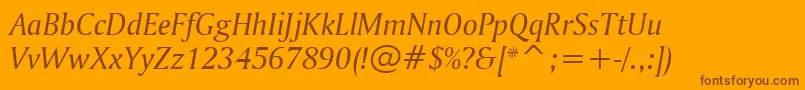 AmerigoItalicBt Font – Brown Fonts on Orange Background