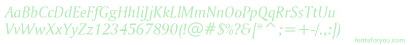 AmerigoItalicBt-Schriftart – Grüne Schriften auf weißem Hintergrund