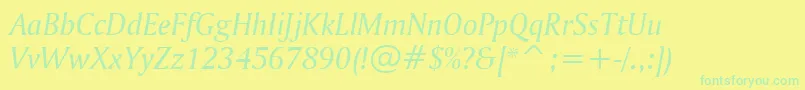 AmerigoItalicBt Font – Green Fonts on Yellow Background