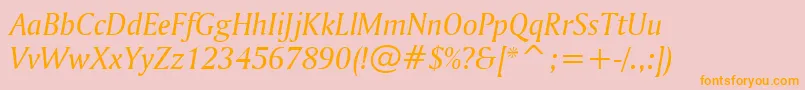 AmerigoItalicBt Font – Orange Fonts on Pink Background