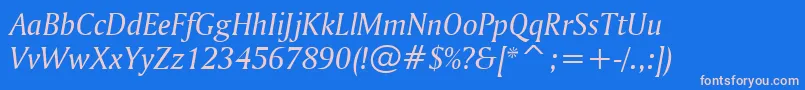 AmerigoItalicBt Font – Pink Fonts on Blue Background