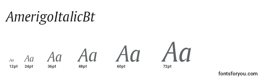 Размеры шрифта AmerigoItalicBt