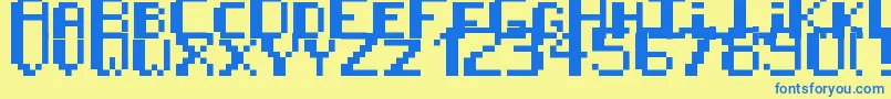 8BitPusab Font – Blue Fonts on Yellow Background