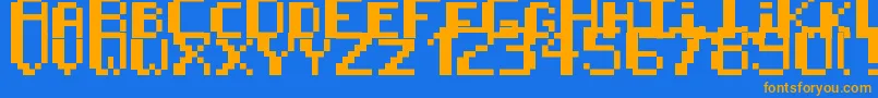 8BitPusab Font – Orange Fonts on Blue Background